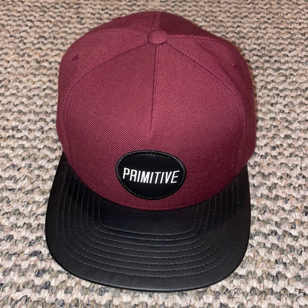 Primitive Men's Maroon Snapback Cap with Black Brim